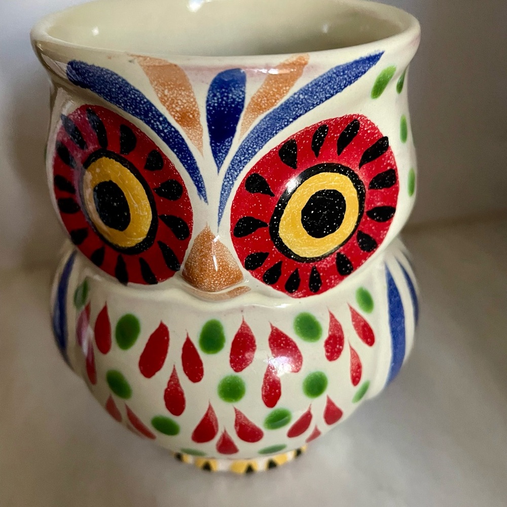 Anthropologie Gorky Gonzalez Hand Painted Owl Mug